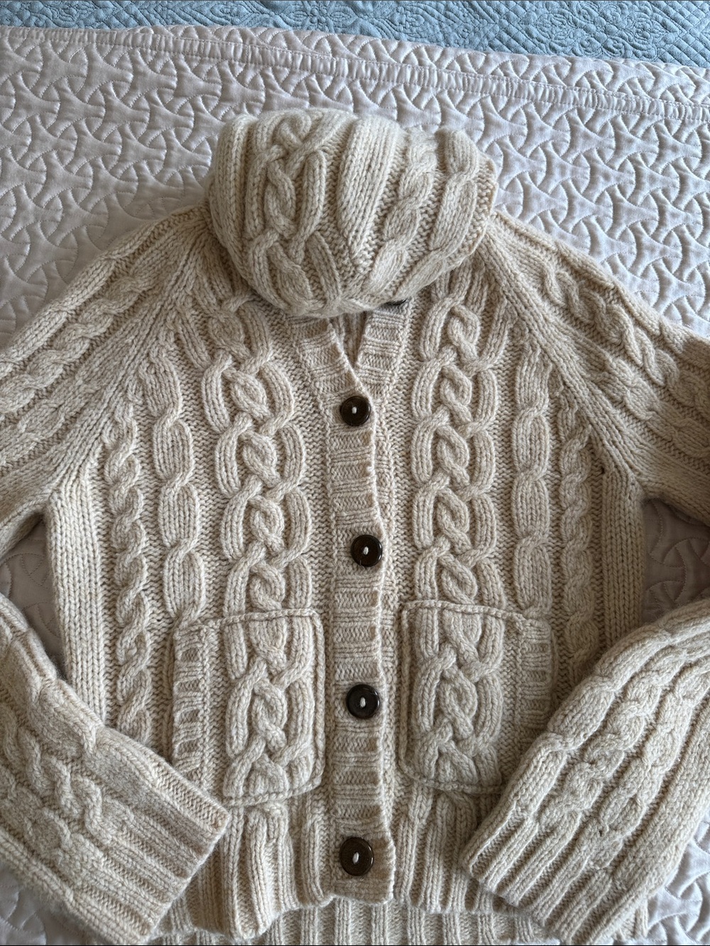 Abercrombie Vintage - Cable Knit Hooded Sweater Cardigan